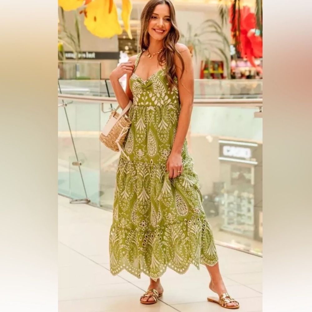 ZARA OPENWORK EMBROIDERY MIDI DRESS